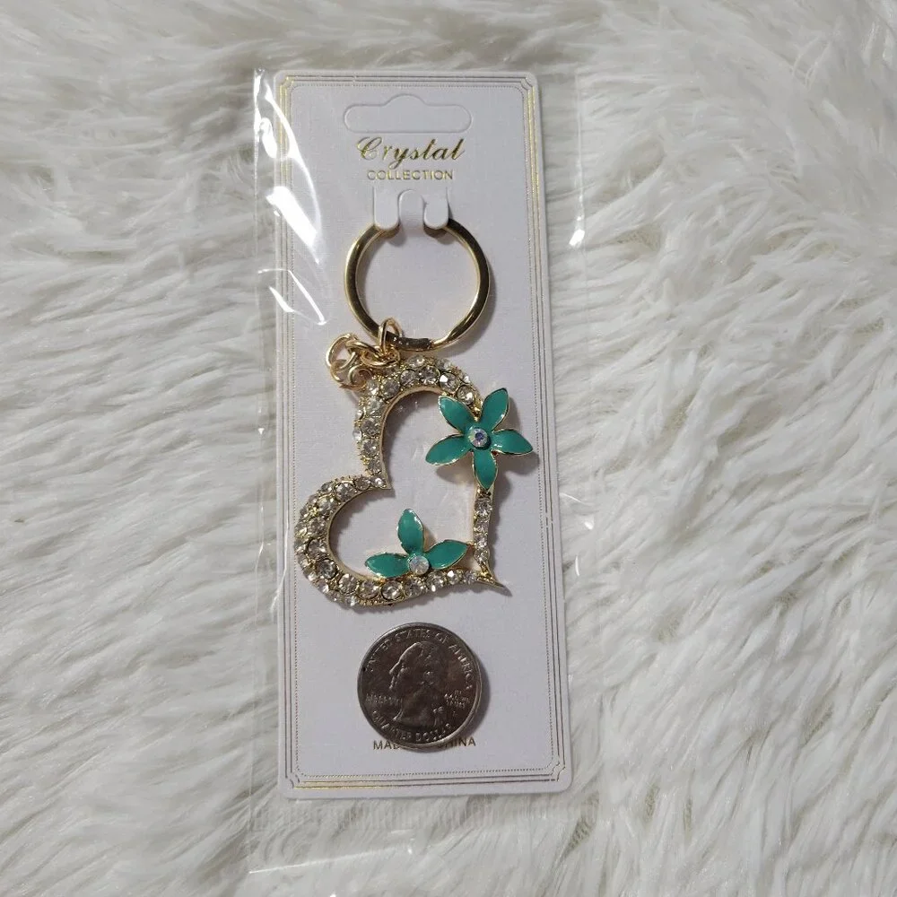 Crystal Collection Floral Heart Keychain